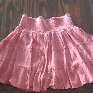 Pink Lily Smocked Waist Pink Mini Skirt